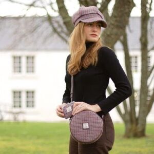 Authentic Harris Tweed Round Bag With Shoulder Strap